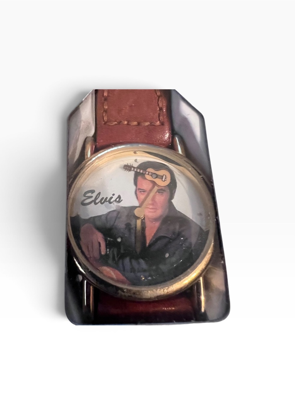 Elvis Presley Valdawn watch brown leather strap needs batteries